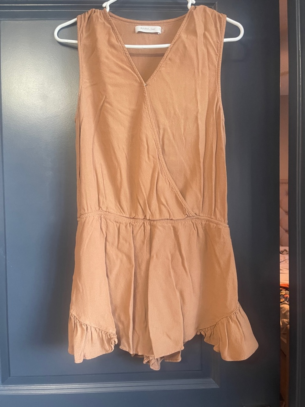 Mustard Seed Rust Tan Sleeveless V-Neck Romper